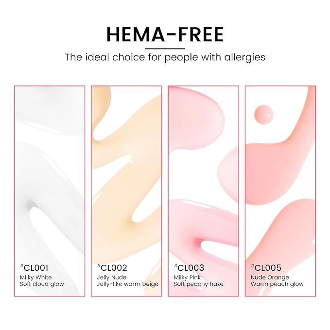 Jelly Gel Nail Polish Kit with U V Light, Hema-Free Milky Jelly White Pink Nude Orange Gel Polish Set with Base & Top Coat Chrome Nail Powder, 4 Colors Mini Salon Nail Art Starter Gift for Women Girl-FemmiqueWomen