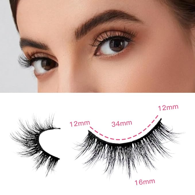 False Eyelashes 48 Pairs Faux Mink Lashes 14mm Wispy Lashes 3D Fluffy Cat Eye Lashes Pack Bulk Wholesale Strip Lashes(style 48-035)-FemmiqueWomen