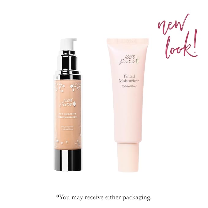 100% PURE Tinted Moisturizer Anti-Aging Face Makeup - Fruit Pigmented Alpine Rose Light to Medium Coverage & Dewy Glow - Lightweight Foundation Fair Skin w/Pink Undertone - Vegan - 1.7 Fl Oz-FemmiqueWomen