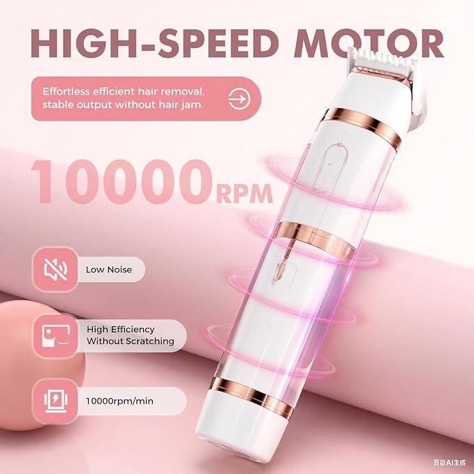 2 in 1 Bikini Trimmer for Women, Dual Head Electric Razor, IPX7 Waterproof Wet/Dry Use Women Electric Shaver, Painless Body Facial Hair Remover for Bikini Legs Arm Underarm, (White)-FemmiqueWomen