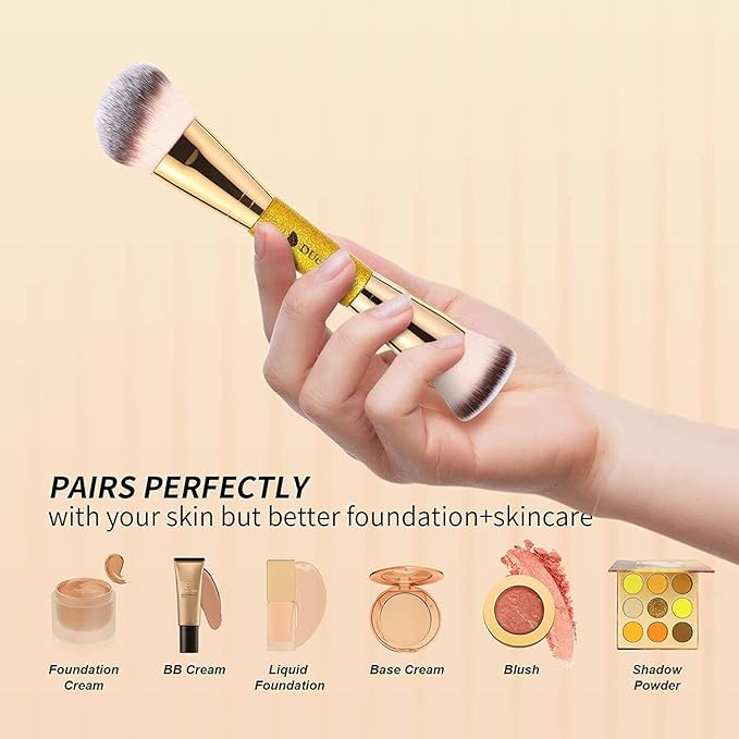 DUcare Foundation Brush Contour Bronzer Makeup Brush Double Ended Self Tanner Brush Sculpting Brush for Blending Liquid Powder Concealer Cream Cosmetics Blush Buffe-FemmiqueWomen
