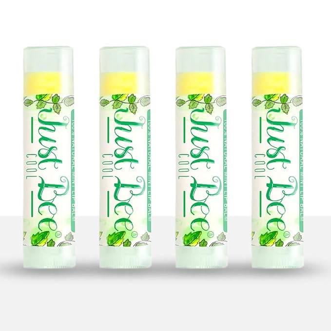 100% Natural Beeswax Lip Balm with Organic Oils (Cool Peppermint, 4 pack)-FemmiqueWomen