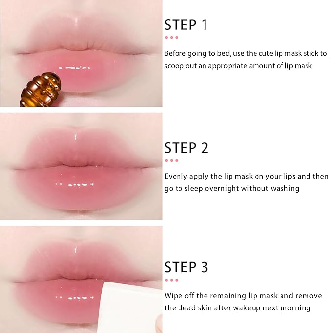 3 Pcs Bee Lip Balm Honey Pot, Honey Strawberry Apple Lip Mask Overnight, Moisturizing Lip Sleeping Mask, Hydrate Repair Prevent Dry Cracked Lip Exfoliator Lip Care (Honey+Strawberry+Apple Lime)-FemmiqueWomen