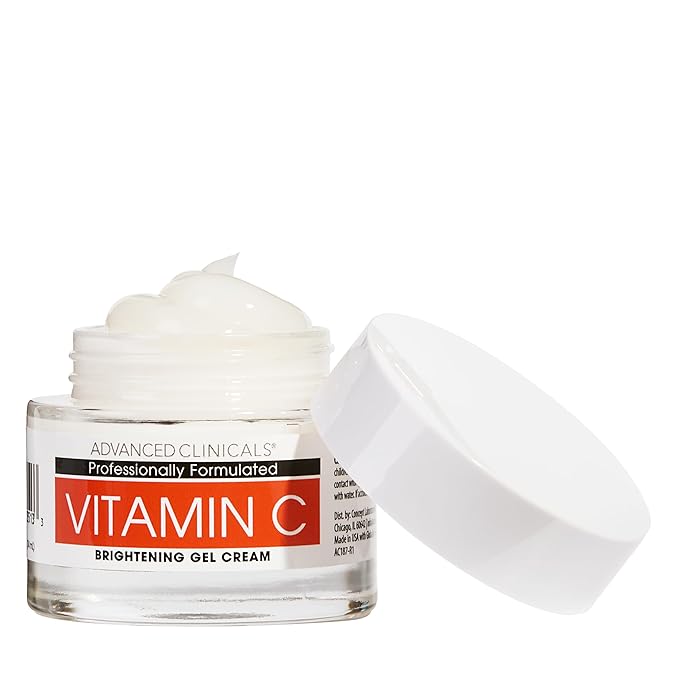 Advanced Clinicals Brightening Vitamin C Face Cream Gel With Niacinamide + Hyaluronic Acid | Vitamin C Moisturizer Lotion For Face Visibly Diminishes Look Of Dark Spots & Uneven Skin Tone, 2.5 Fl Oz-FemmiqueWomen