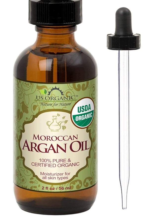 US Organic Moroccan Argan Oil, USDA Certified Organic,100% Pure & Natural, Cold Pressed Virgin, Unrefined, 2 Oz in Amber Glass Bottle, for Hair treatment, Skin, Nail, Cuticle, Sourced from Morocco.-FemmiqueWomen