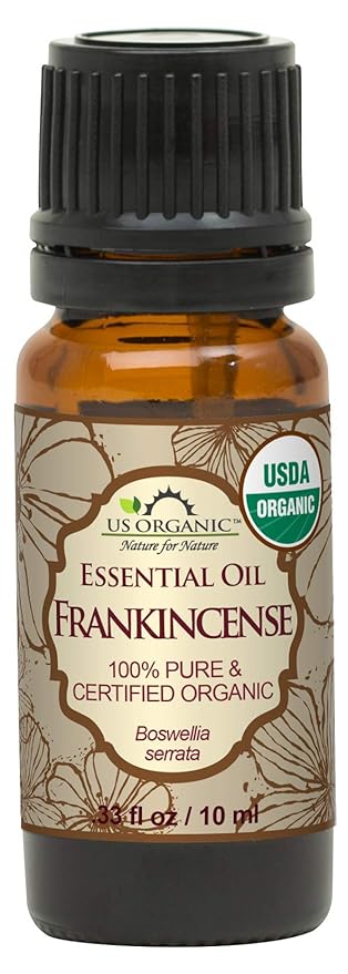 US Organic 100% Pure Frankincense Essential Oil, USDA Certified Organic, Steam Distilled, Boswellia serrata, Sourced from India, Topically or in Diffuser, Perfect for Aging Skin, All skin type (10 ml)-FemmiqueWomen