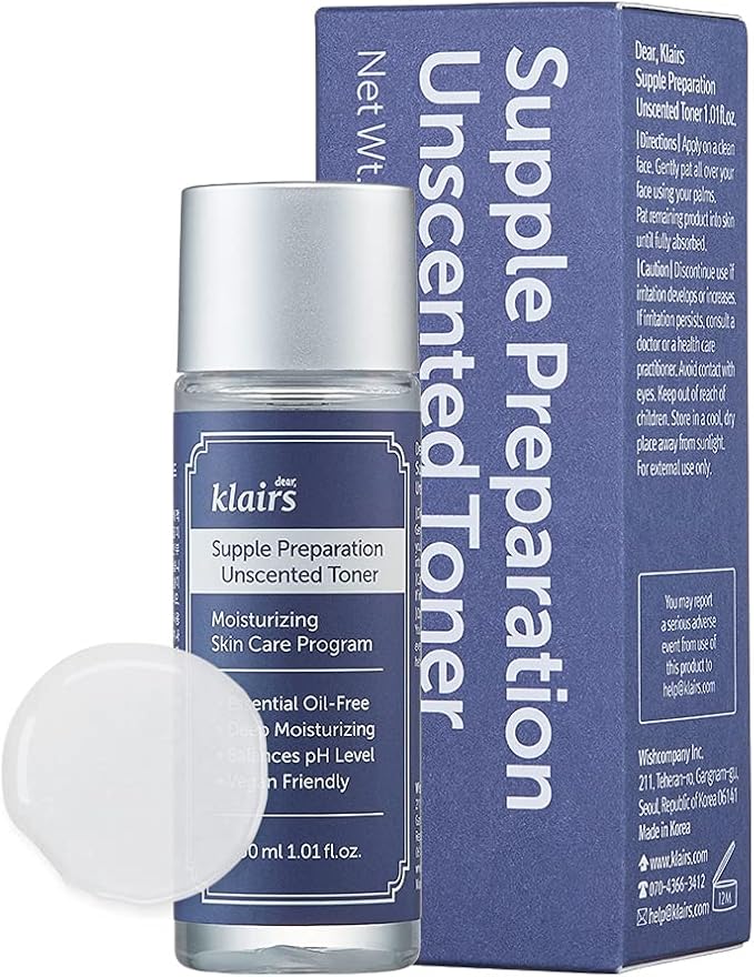 [DearKlairs] Supple Preparation Unscented Toner 1.01 Fl Oz, Soothing, Fast Absorbing, Non-Irritating, Fragrance-Free, Trial Size, K-Routine-FemmiqueWomen