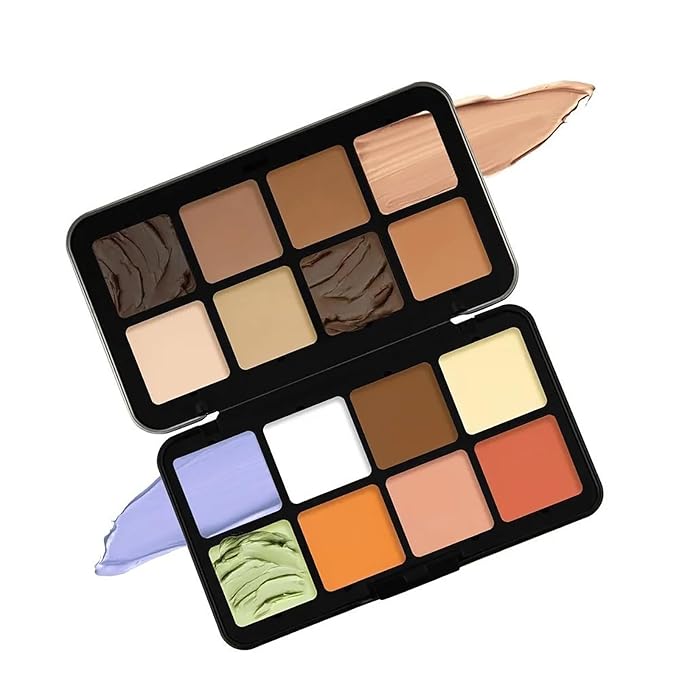 16 Color Corrector Concealer Foundation Palette Cream Set, Orange Green Peach Color Correcting Camouflage Makeup Cream Contour Palette with 11Pcs Makeup Brush Kit for Dark Circles Dark Spots-FemmiqueWomen