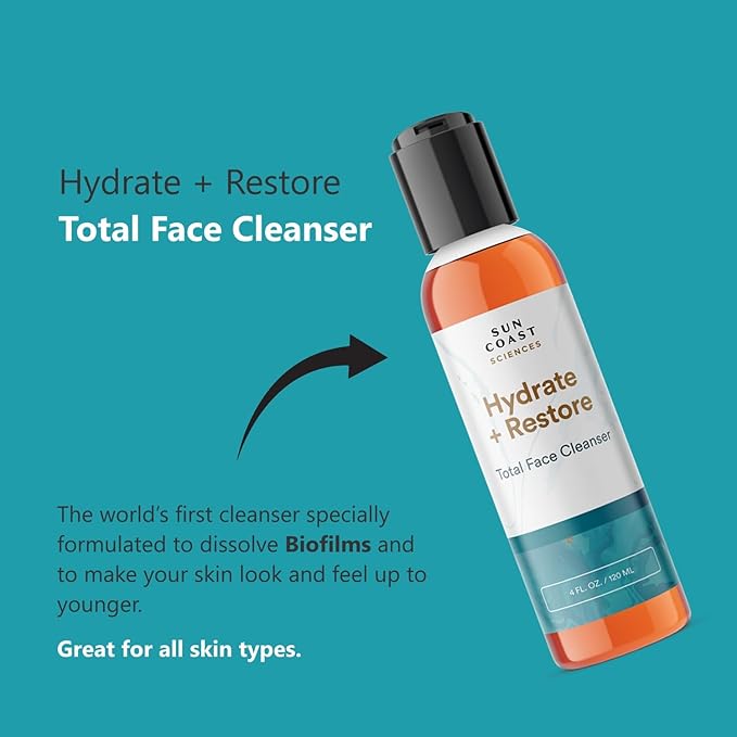 SUN COAST SCIENCES - Hydrate + Restore Total Face Cleanser, Vitamina B, Hydrating Facial Cleanser With Niacinamide for All Skin Types - 4 fl oz-FemmiqueWomen