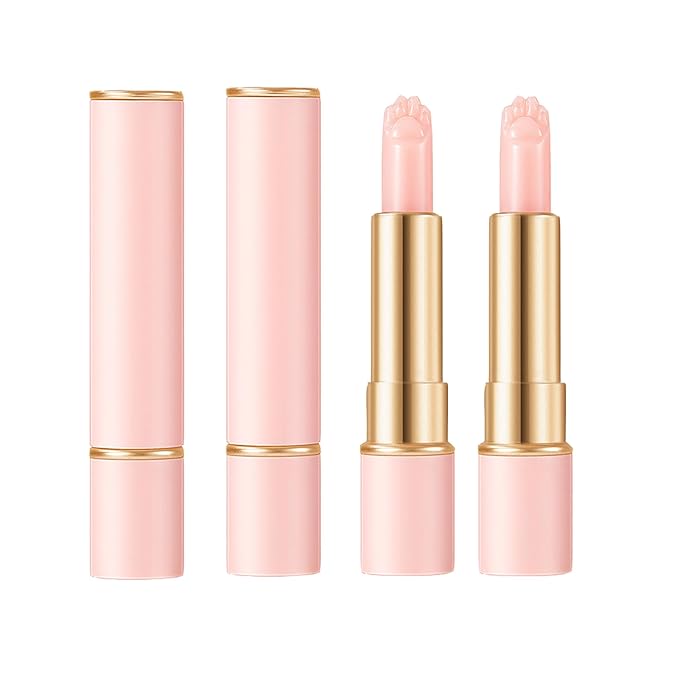 2PCS Thermochromic Lip Balm,Cat Paw Shaped Color Changing Lip Balm, Mini Cute Moisturizing Lip Balm, Long Lasting Lip Balm for Dry Lips Temperature Change Fruit Jelly Lipstick for Female Student-FemmiqueWomen