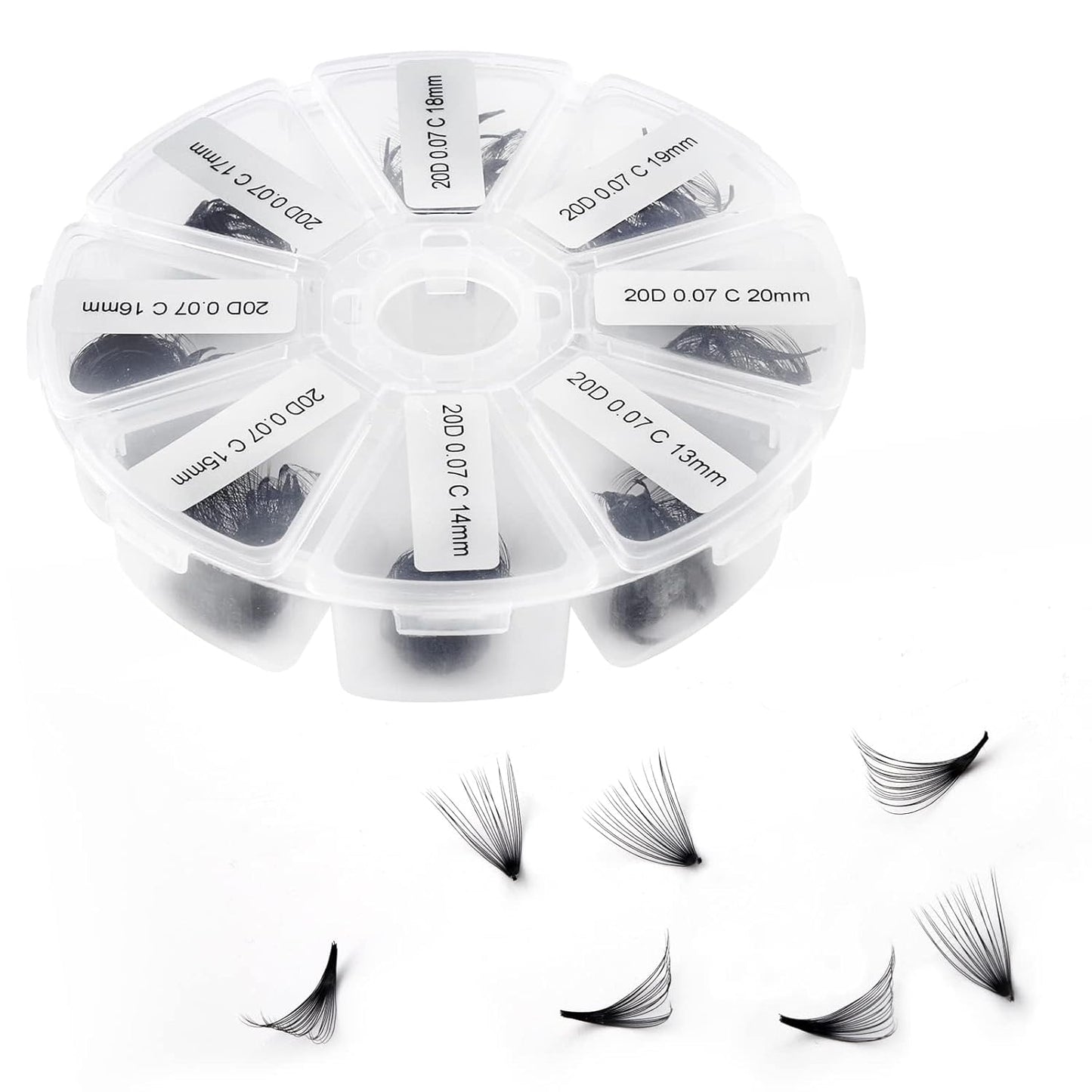 Premade Fans for Eyelash Extension: 20D, Wendy Lashes, Handmade Fans, Pre-made, For Lash-Artists, D, 9-16mm-FemmiqueWomen