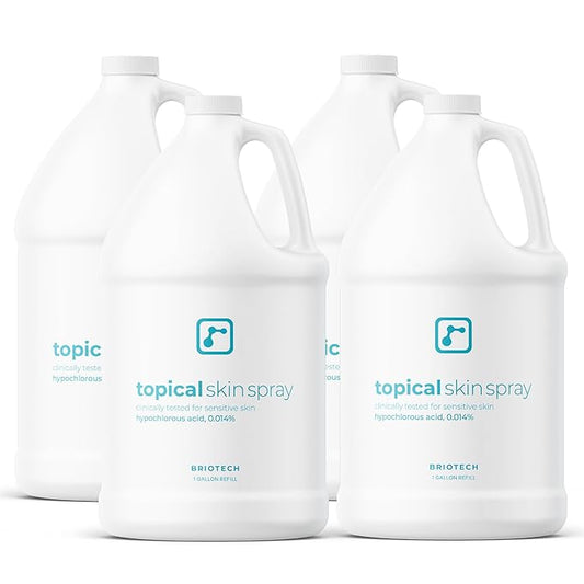BRIOTECH Topical Skin Spray, Hypochlorous Acid for Sensitive Skin, HOCl Facial Mist, Full Body Support Against Irritation, Calm Redness, Soothe Foot & Scalp, 1 Gallon Refill (4 Pack)-FemmiqueWomen