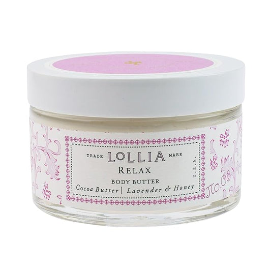 LOLLIA Relax Body Butter, 5.5 oz. - Lavender & Honey Fragrance - Shea Butter & Cocoa Butter, Body Lotion for Women, Hydrating & Smooth Body Moisturizer-FemmiqueWomen