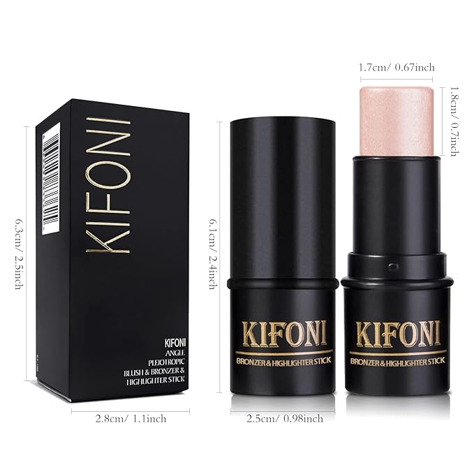 2 Pcs Cream Contour Stick Makeup Kit, Cream Highlighter Stick & Contour Bronzer Stick for Cheeks, Lightweight Blendable Smooth -Highlighter & Bronzer (#04 Light Rose Gold #07 Coffee)-FemmiqueWomen