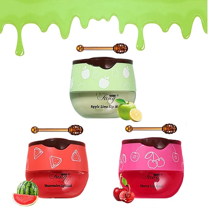3PCS Bee Lip Balm Honey Pot, Moisturizing Propolis Lip Mask,Hydrating Prevention Dry and Cracked Lip Scrubs Exfoliator,Lip Sleep Mask Reduces Lip Lines Lip Skin Care Products-FemmiqueWomen