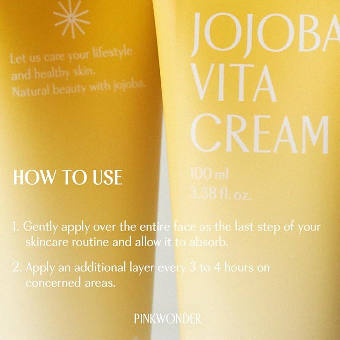 PINKWONDER Jojoba Vita Cream 3.38oz (100ml), Jojoba Oil and vitamin B12 Face Cream, Soothing for Sensitive Skin, Hypoallergenic, Korean Skincare-FemmiqueWomen