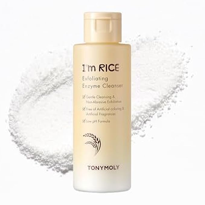 TONYMOLY I’m Rice Exfoliating Enzyme Cleanser – Rice Powder Face Wash & Papaya Enzyme Scrub, Gentle AHA Brightening Mask for Smooth Radiant Skin, 50g-FemmiqueWomen