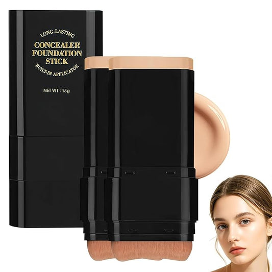 2PCS Long-Lasting Concealer Foundation Stick, Creamy Full Coverage, Hydrating Olive & Camellia Formula for Dark Circles (04 wheat)-FemmiqueWomen