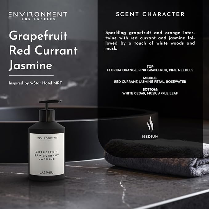 ENVIRONMENT Inspired by 5-Star Hotels MRT Lotion, 300ml Luxury Scented Lotion (Grapefruit | Red Currant | Jasmine) Bathroom Luxury, Men & Women High-End Body Lotion, Hand Cream, Dry Skin Treatment-FemmiqueWomen
