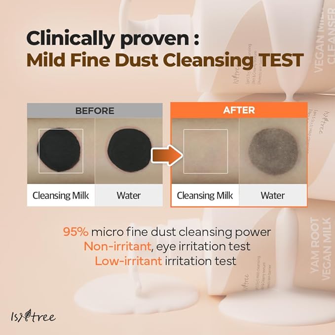 IsNtree Yam Root Vegan Milk Cleanser 220ml, 7.43 fl.oz | Korean Facial Cleanser for Sensitive Skin | Rich & Creamy Texture | Hydrating & Mild | Vegan & Cruelty-Free Skincare-FemmiqueWomen