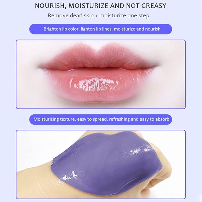 20Pcs Moisturizing Lip Mask, Lip Sleep Mask Reduces Lip Lines and Restores Moisture, Lip Mask Effectively Nourishes the Lip Skin, Gel Treatment Lip Masks Plumping Lips Mask Lip Care Products (Purple)-FemmiqueWomen