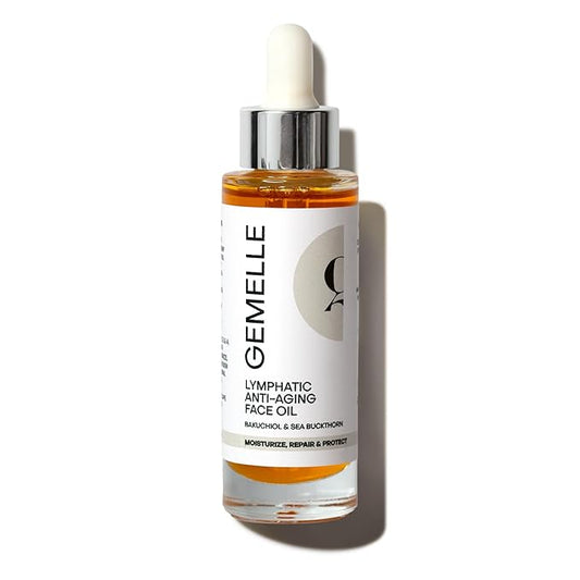 GEMELLE Lymphatic Anti-Aging Face Oil | 10x Award Winner | Vitamin C,E,A | Moisturize, Repair & Protect | Premium Natural Botanical Oil | Use with Face Massage, Lymphatic Drainage Massager - 30ml-FemmiqueWomen