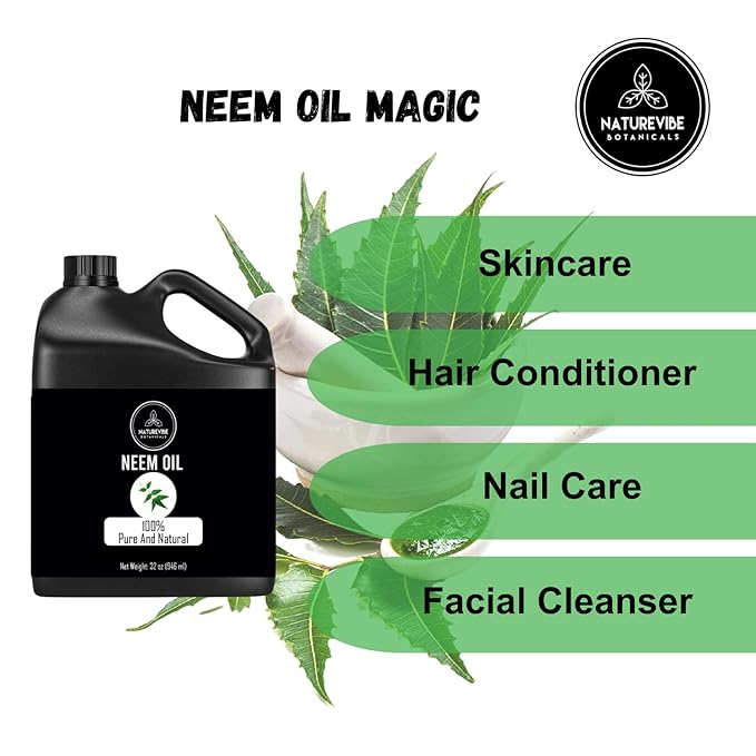 Naturevibe Botanicals Neem Oil 32 Ounces | 100% Pure and Natural | Great for Skin Care and Hair Care-FemmiqueWomen