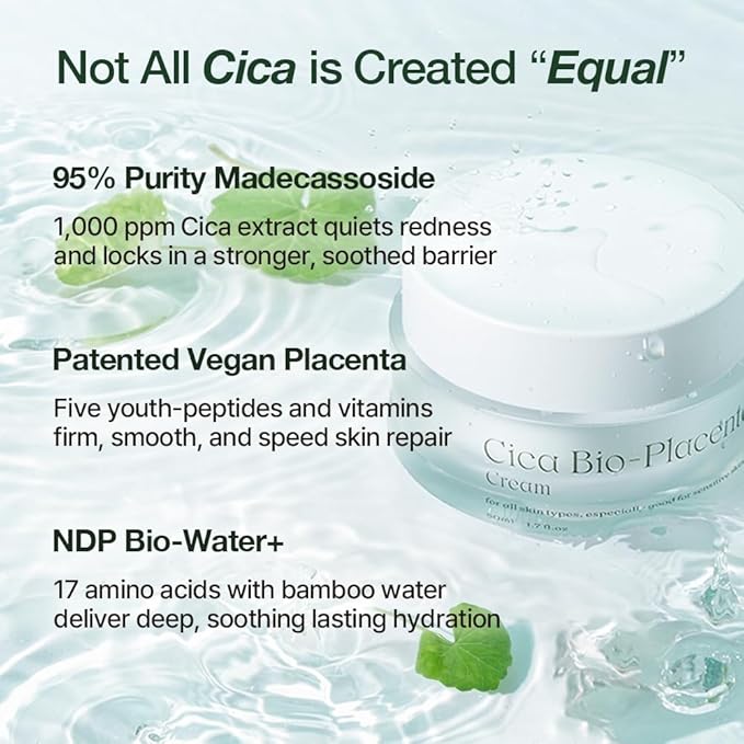 NDP Cica Cream - Gel Face Moisturizer for Sunburn Relief, lightweight Korean Moisturizer for Sensitive Skin, Centella Asiatica, Hydrating, Calming, Soothing (1.7 Fl oz / 50ml)-FemmiqueWomen