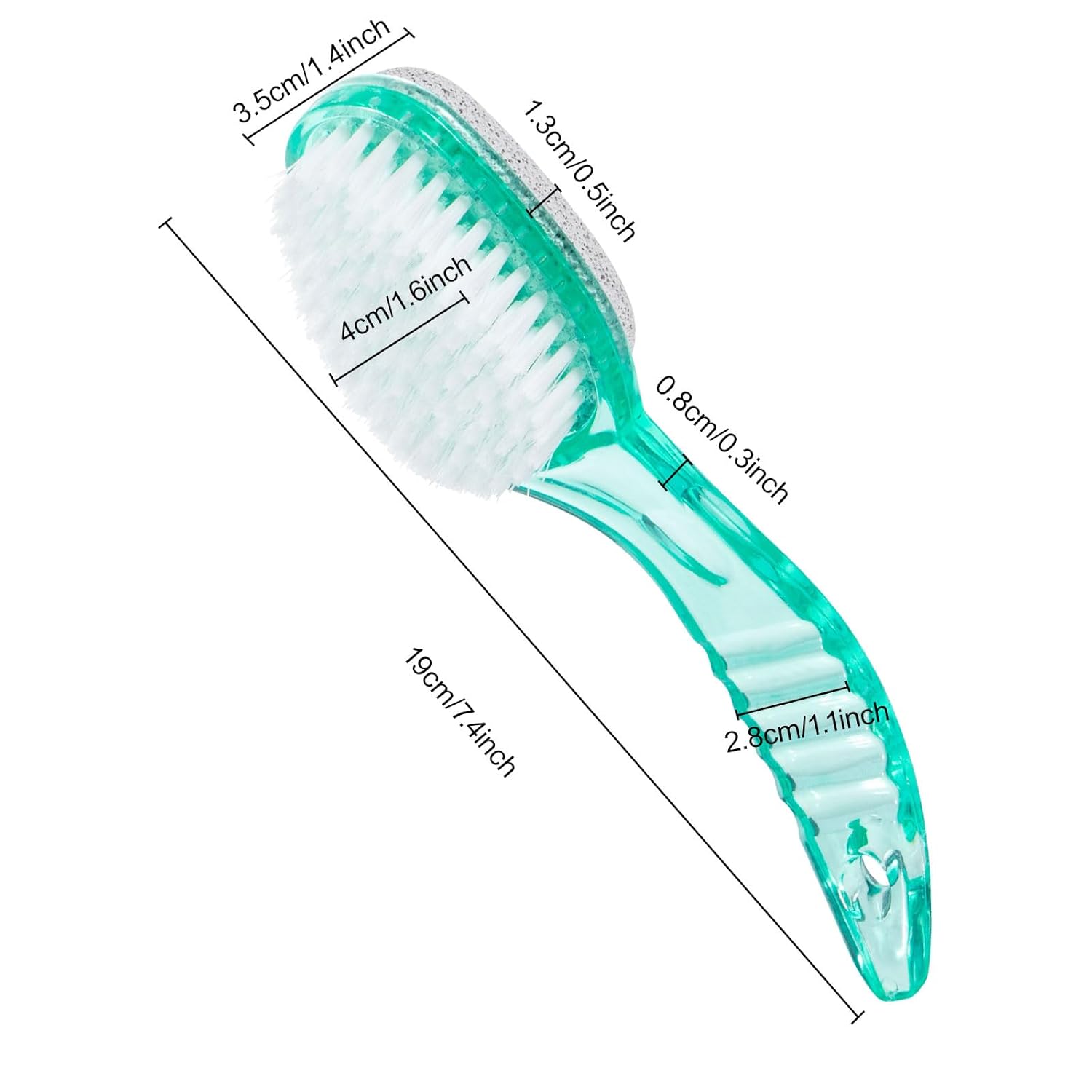 2 Pcs Foot Brush for Shower with Handle 2 in 1, Ooloveminso Large Foot Pumice Stone Brush Scrubber Foot File Calluses Remove Suitable for Horniness Foot Spa, Foot Care Smooth Skin (Green)-FemmiqueWomen