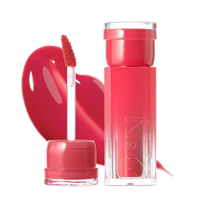 2aN Glaze Bouncing Tint – Lightweight, Moisturizing Lip Tint with High-Shine Finish, Smooth, Light Plumping, Comfortable Wear, Korean Makeup (Rose Moon, 0.16 oz)-FemmiqueWomen