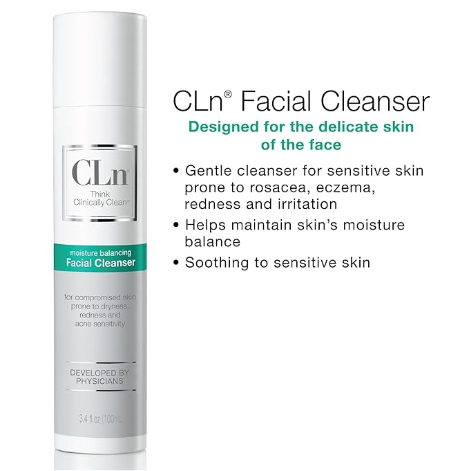 CLn® Facial Cleanser - Hydrating Facial Cleanser with Glycerin, For Skin Prone to Dryness, Eczema, Redness, Irritation & Acne Sensitivity, Fragrance-Free & Paraben-Free, 3.4 fl. oz.-FemmiqueWomen