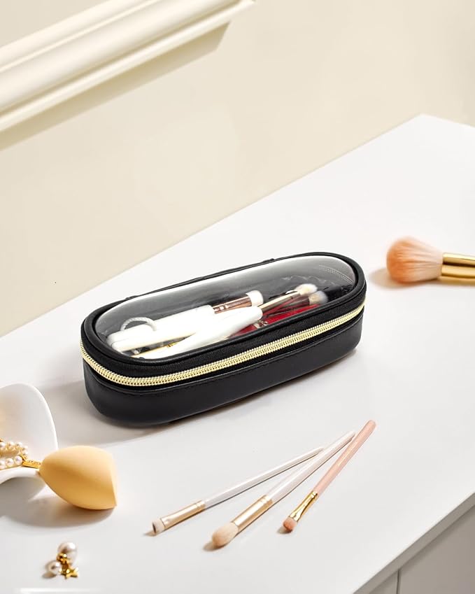 Clear Makeup Bag Small, TSA Approved Portable Toiletry Bag with Zipper Cosmetic Travel Bag Makeup Organizer Case Mini Makeup Pouch for Purse Car Organizer Bag for Women Men-FemmiqueWomen