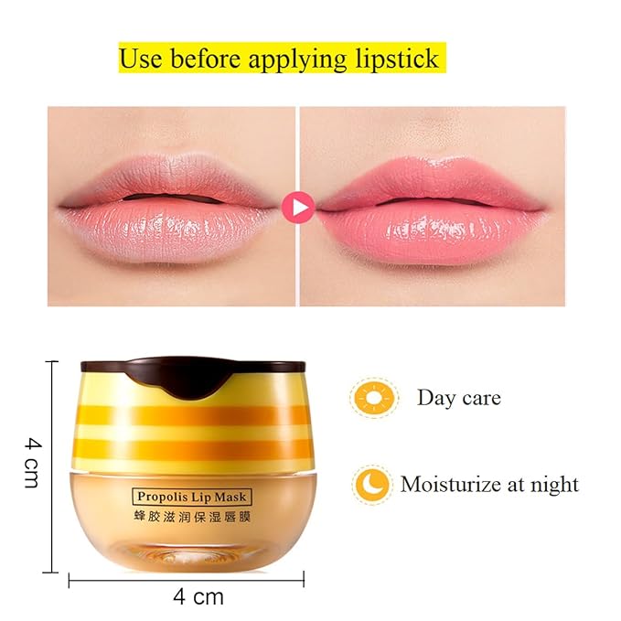 2 PCS Bee Lip Balm Honey Pot,Honey Lip Mask,Honey Propolis Lip Mask Moisturizing Moisture Nourishing Dry & Chapped Lips,Lip Care and Reduces Lip Lines-FemmiqueWomen