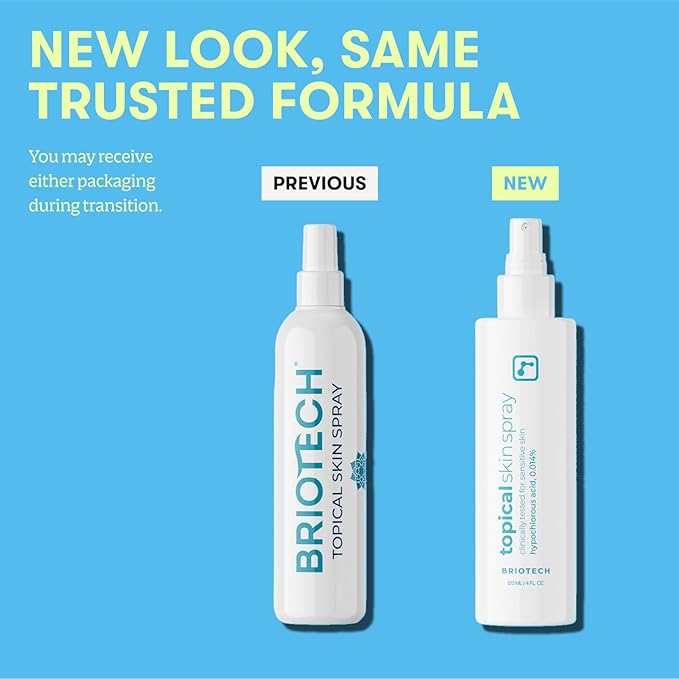 BRIOTECH Topical Skin Spray, Hypochlorous Acid Spray for Sensitive Skin, HOCl Facial Mist, Full Body Support Against Irritation, Calm Redness, Soothe Foot & Scalp, 2 oz Travel Size (2 Pack)-FemmiqueWomen