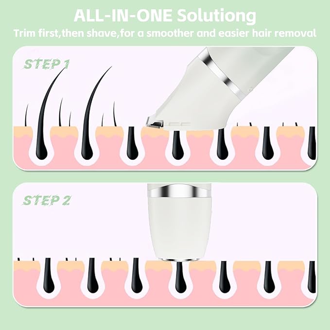 3-in-1 Painless Bikini Trimmer for Women - Electric Pubic Hair Shaver with Ceramic Blade, Wet/Dry USB Razor for Underarm/Leg/Body, Rechargeable Ladies Grooming Kit-FemmiqueWomen