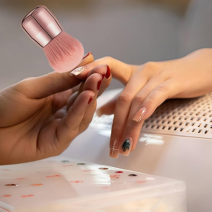 Extra Large Kabuki Brush Set for Body and Face, for blush, loose powder manicure multi-functional and tanning, Gift for women with Velvet Bag(RoseGold 2pcs)-FemmiqueWomen