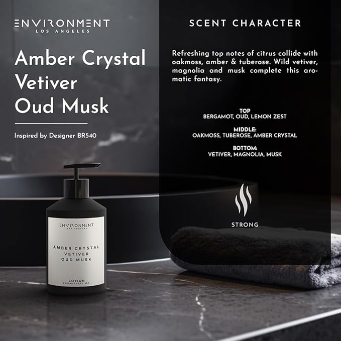 ENVIRONMENT Inspired by Designer Perfume BR540 Lotion, 300ml Luxury Scented Lotion (Amber Crystal | Vetiver | Oud Musk) Bathroom Luxury, Men & Women High-End Body Lotion, Hand Cream, Dry Skin Help-FemmiqueWomen