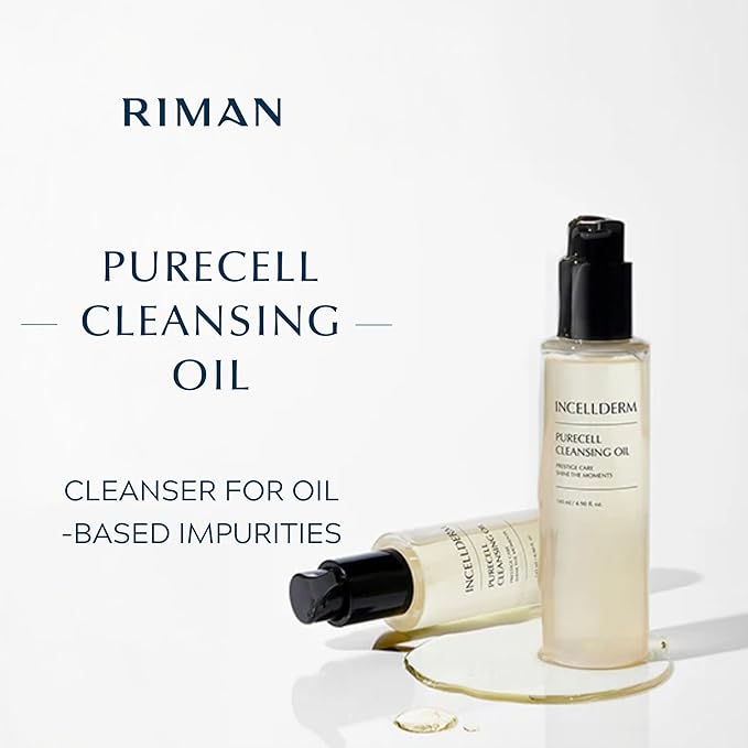 Riman Incellderm Purecell Cleansing Oil | 4.9 fl oz | Gentle Makeup Remover and Hydrating Cleanser | Lightweight and Non-Comedogenic | Suitable for Various Skin Types | Plant-Based Formula-FemmiqueWomen