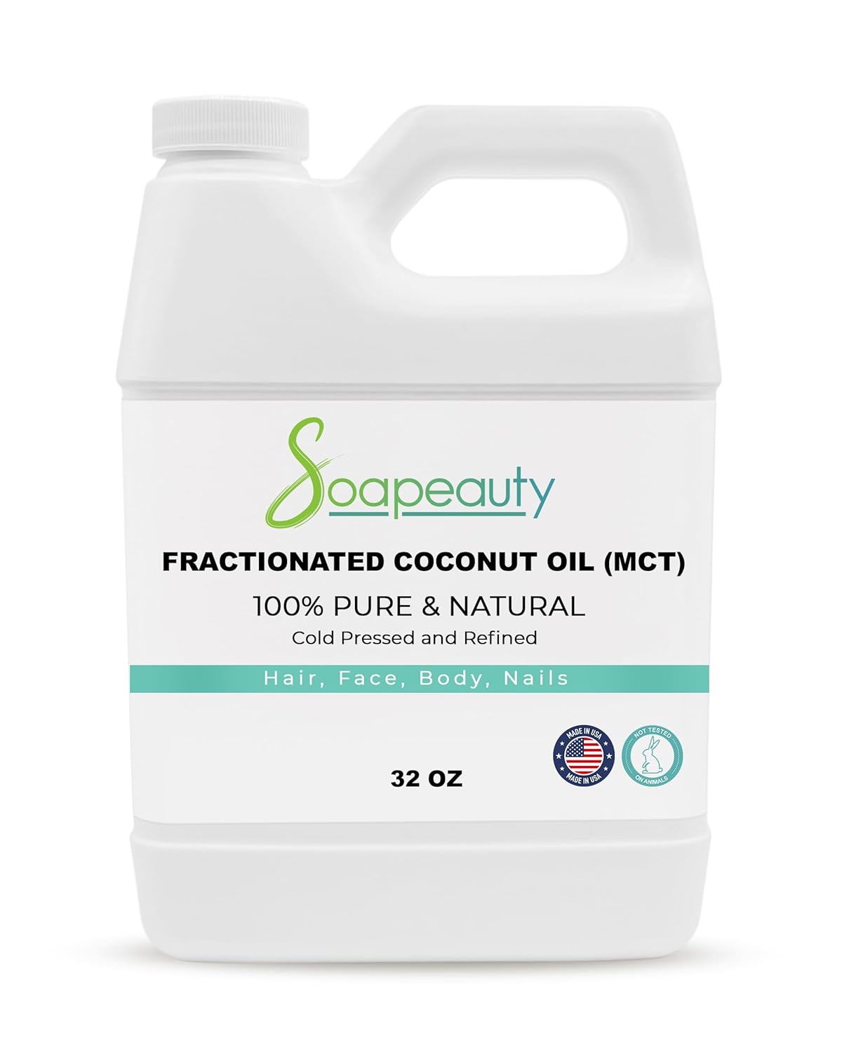 Soapeauty FRACTIONATED COCONUT OIL Cold Pressed Refined | 100% Natural Available in Bulk | Carrier for Essential Oils, Face, Skin, Hair Moisturizer, Soap Making | 32 fl oz-FemmiqueWomen