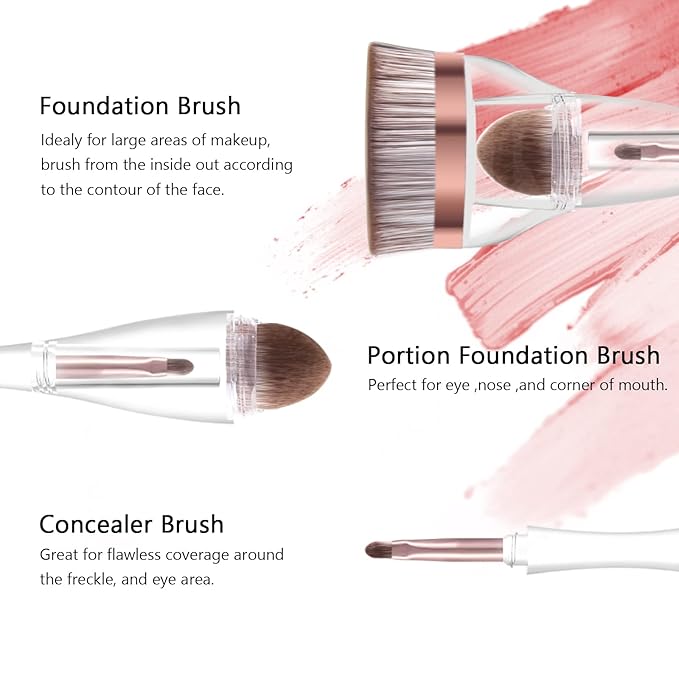 Makeup Brushes, Daubigny Perfect 3IN1 Makeup Brush for Face Blush Liquid Powder Foundation Brush for Blending Liquid, Cream or Flawless Powder Cosmetics with Great Gift Case-FemmiqueWomen