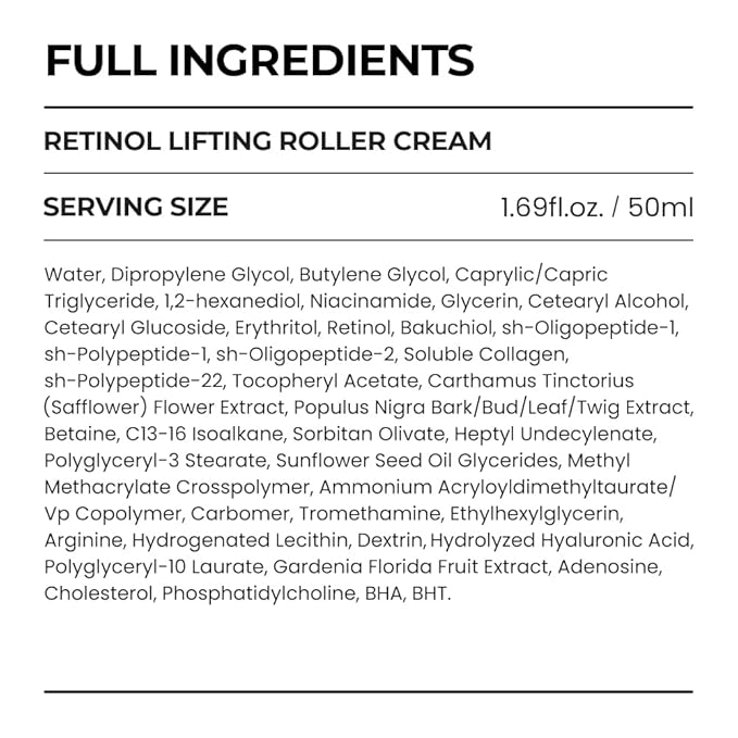 [SKIN&LAB] Retinol Lifting Roller Cream with Massage applicator, Vegan Anti Aging Face and Neck Cream for Reduce Wrinkles and Fine Line, For Face, Neck, Décolleté Wrinkle Care, 1.69 fl. oz.-FemmiqueWomen