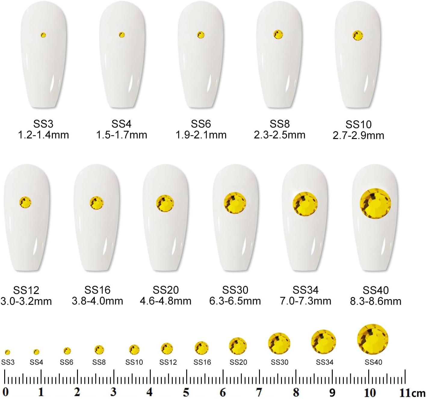 2000PCS SS16 Flatback Rhinestones | 12-Facet Diamond-Cut Glass Gems for Nail Art, Clothing, DIY Crafts |Glue-On Decoration Stones with Silver Backing(Citrine)-FemmiqueWomen