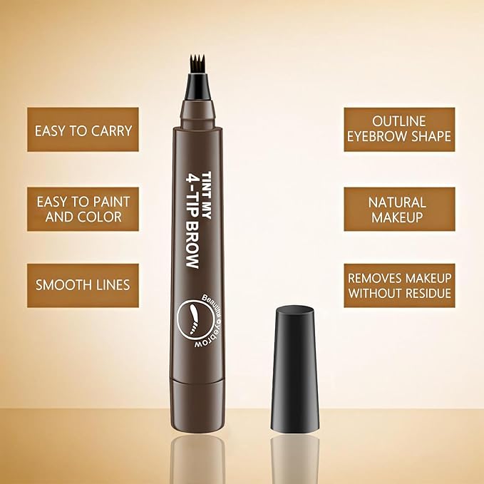 2025 Upgraded Magic Eyebrow Pencil for Women, Long-Lasting Ultra-Fine Tip Waterproof Eye Brow Pencils with 4 Fork, Smudge-Proof Natural Brow Makeup for Women - Gray Brown-FemmiqueWomen