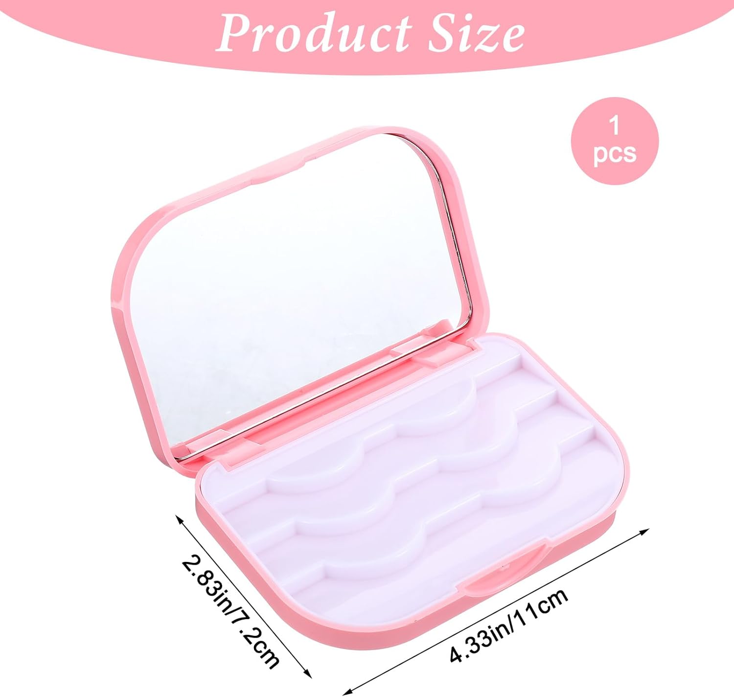 Eyelash Storage Case, 3 Layer Lash Case Makeup Storage Box with Makeup Mirror Empty Travel Cases Cosmetic Organizer Box Fake Eyelash Container Lash Packaging (Pink)-FemmiqueWomen