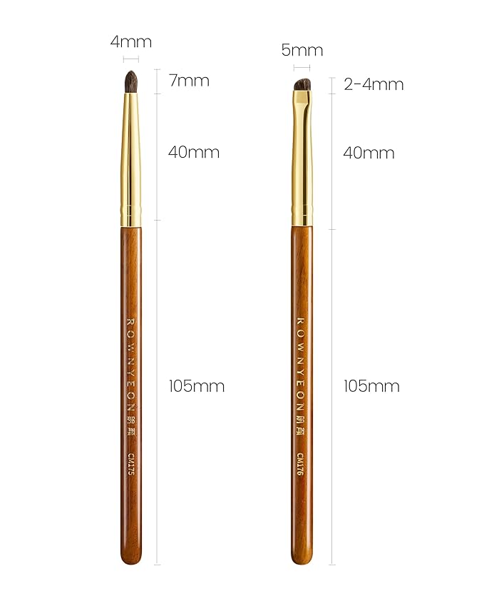 Desert Oak Series Soft-Angle Eyeshadow Brush - Curved Edge Pony Hair for Crease & Lash Lines, Bubinga Handle (CM 176)-FemmiqueWomen