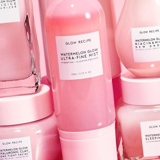 Glow Recipe Watermelon Glow Facial Spray + Hydrating Mist - Ultra-Fine Face Mist with Hyaluronic Acid + Hibiscus AHA to Refresh Dry Skin & Enhance Dewy Makeup - Suitable for All Skin Types (75ml)-FemmiqueWomen