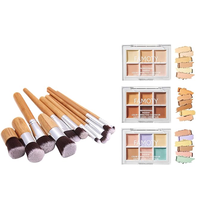 3 Pack Highlight & Contour Pro Palette, with 11 Pcs Premium Makeup Brushes, Waterproof Long-Lasting Full Face Cosmetics Cream Contour 18 Colors Full Makeup Kit for Women Birthday Gift-FemmiqueWomen
