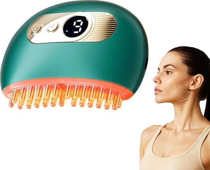 Lymphatic Contour Face Brush – Face Massager for Lymphatic Drainage, Double Chin Reducer, and Facial Sculpting – Gentle Vibrating Lymphatic Drainage Tool for Jawline & Puffiness - Green-FemmiqueWomen