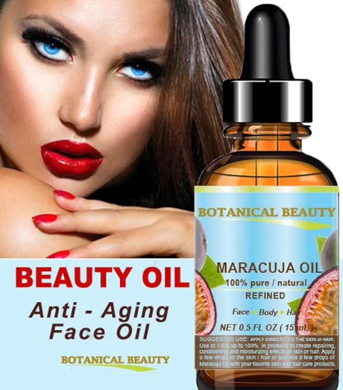 MARACUJA OIL 100% Pure Natural Cold Pressed Undiluted for Face, Skin, Hair, Body, Lip, Nails 0.5 Fl.oz.- 15 ml Rich in Vitamin C-FemmiqueWomen