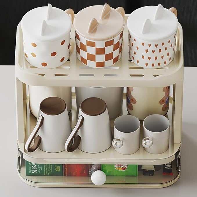 3-Tier Desk Organizers & Dispensers，Mail Holder for Office Desk Organization，Kitchen Spice Rack or Bathroom Countertop Organizer, Gift for Teachers, Classmates, and Friends (Beige)-FemmiqueWomen